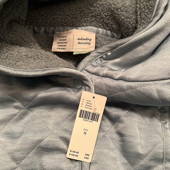 Saturday Sunday by Anthropologie satin jacket with sherpa lining - Picture 2 of 9